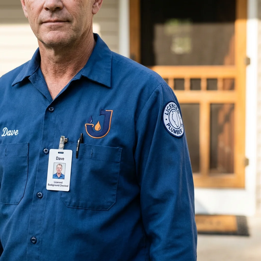Licensed plumber showing ID badge in Elmsford, NY